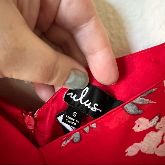 Lulus | Love in Bloom Red Floral Print Off-the-Shoulder High-Low Dress - Picture 4 of 7